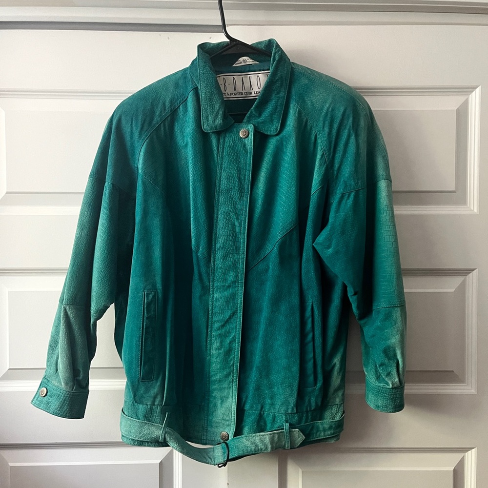 Vintage 90s BB Dakota - Prêt À Porter Teal Suede Jacket - Unisex M | Women’s L